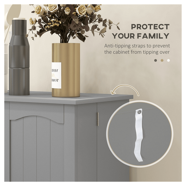 Simple Triamine Adjustable Shelves Sideboard With Door Cabinet White, Gray-AS T575-S0671347984