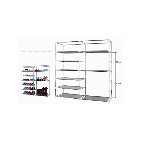 Double Rows 9 Lattices Combination Style Shoe Cabinet Gray T575-S0671296471