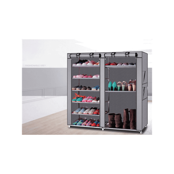 Double Rows 9 Lattices Combination Style Shoe Cabinet Gray T575-S0671296471