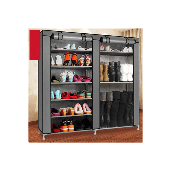 Double Rows 9 Lattices Combination Style Shoe Cabinet Gray T575-S0671296471