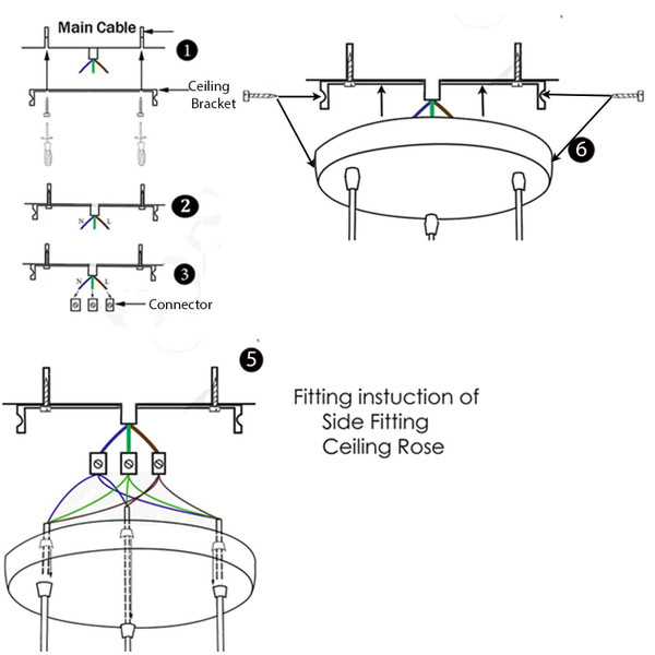 Modern 3 Way Black Design Ceiling Pendant Fitting Light Holder with Switch ~ 1556 T575-S0671386572