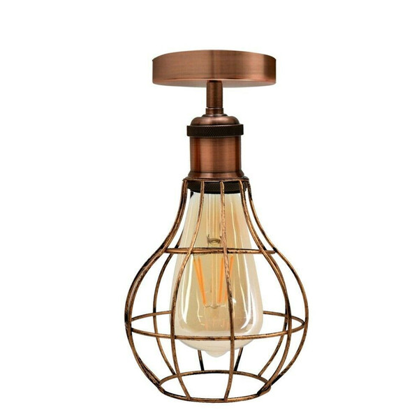 Ceiling Light Vintage wire cage Shade Modern Style Fitting Metal Flush Mount~1532 T575-S0671386719
