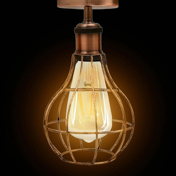 Ceiling Light Vintage wire cage Shade Modern Style Fitting Metal Flush Mount~1532 T575-S0671386719