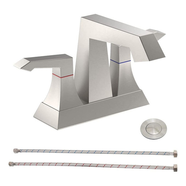 2-Handle Heavy Duty Bathroom Faucet with Drain and Supply Kits, Modern Style Lavatory Deck Mounted  T575-S0671290025