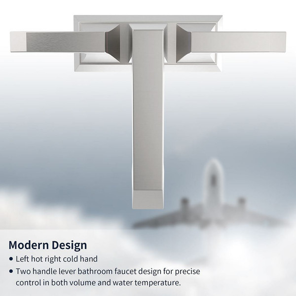 2-Handle Heavy Duty Bathroom Faucet with Drain and Supply Kits, Modern Style Lavatory Deck Mounted  T575-S0671290025