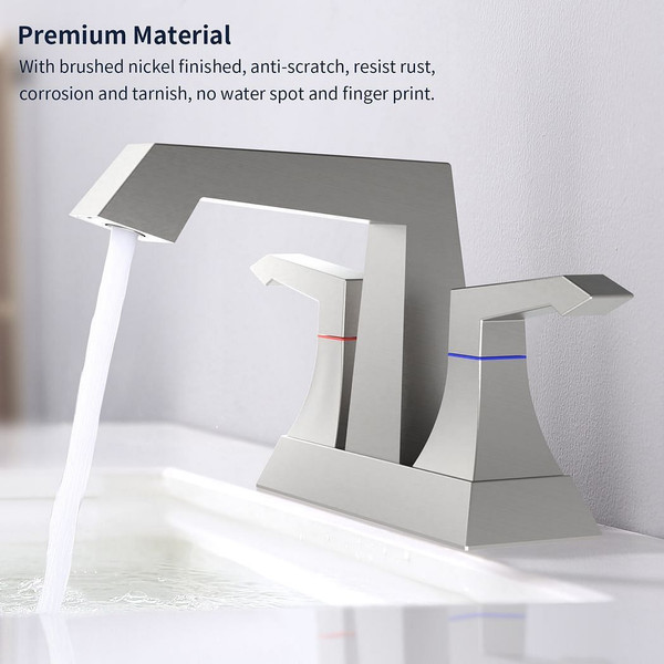 2-Handle Heavy Duty Bathroom Faucet with Drain and Supply Kits, Modern Style Lavatory Deck Mounted  T575-S0671290025