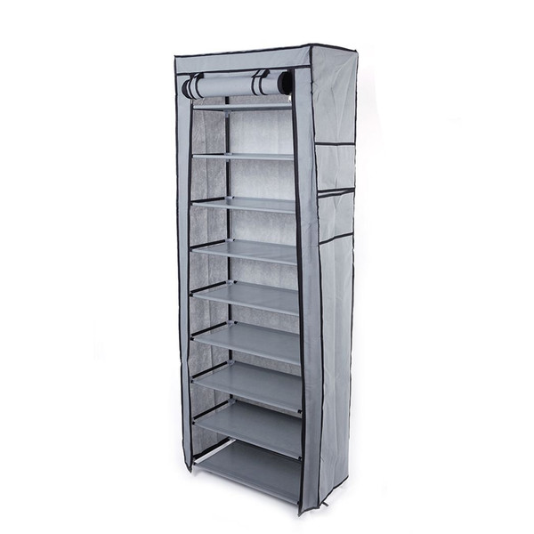 Fashionable Room-saving 9 Lattices Non-woven Fabric Shoe Rack Gray T575-S0671270083