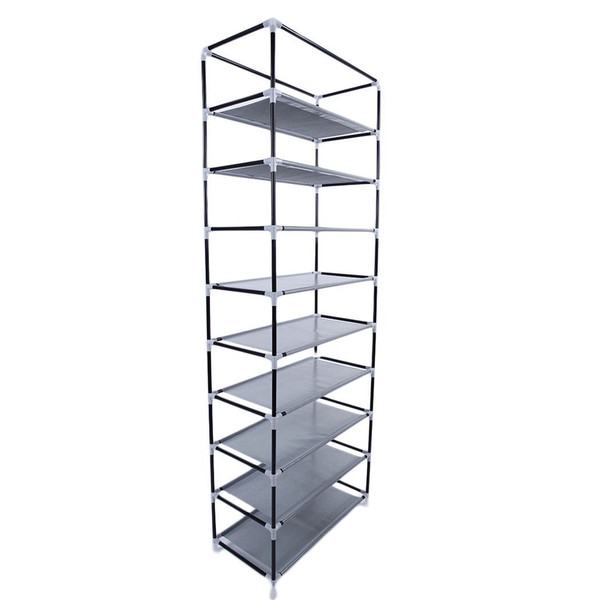 Fashionable Room-saving 9 Lattices Non-woven Fabric Shoe Rack Gray T575-S0671270083