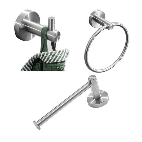High Quality Rustproof 304 Stainless Steel Brushed Silver Polishing Bathroom Accessories Set Robe H T575-S0671295065