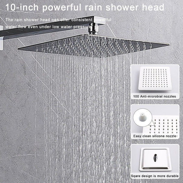 Shower System Shower Faucet Combo Set Wall Mounted with 12" Rainfall Shower Head and handheld showe T575-S0671266875