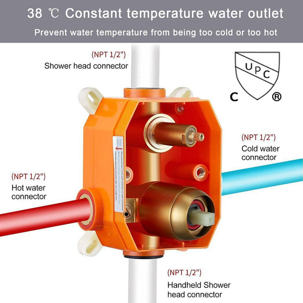Shower System Shower Faucet Combo Set Wall Mounted with 12" Rainfall Shower Head and handheld showe T575-S0671266875