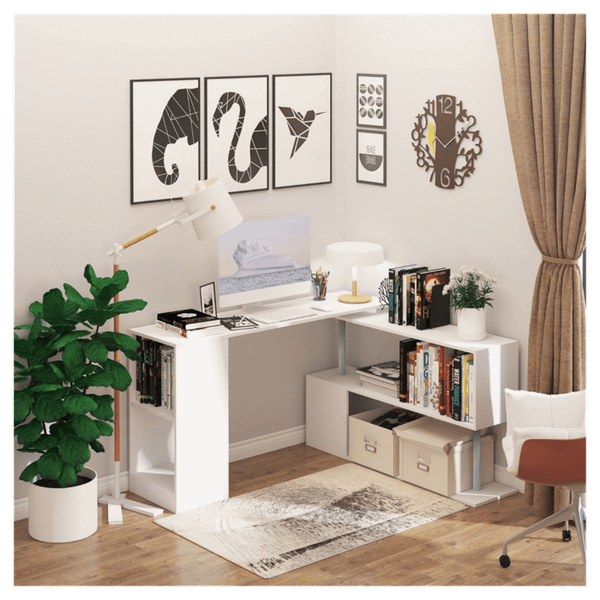 Computer Desk L-Shaped-White T575-S0671429665