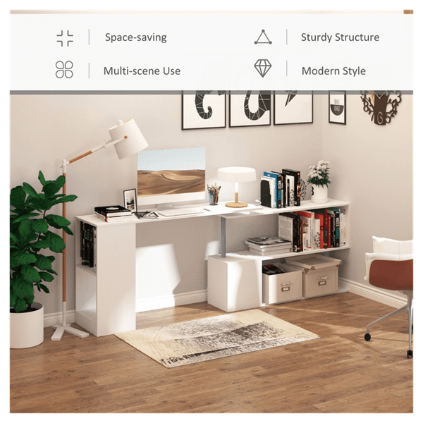 Computer Desk L-Shaped-White T575-S0671429665