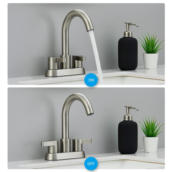Bathroom Faucet 2 Handle Centerset Bathroom Sink Faucet with Pop Up Drain Assembly, 4 Inches Bathro T575-S0671276293