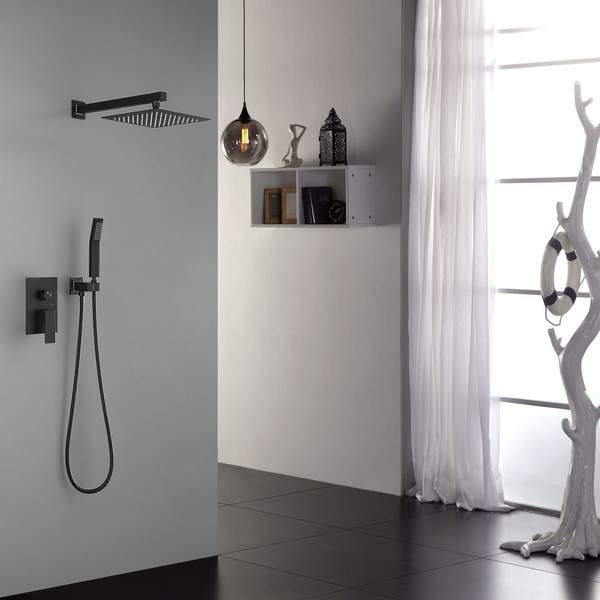 10 inch Shower Head Bathroom Luxury Rain Mixer Shower Complete Combo Set Wall Mounted T575-S0671387492