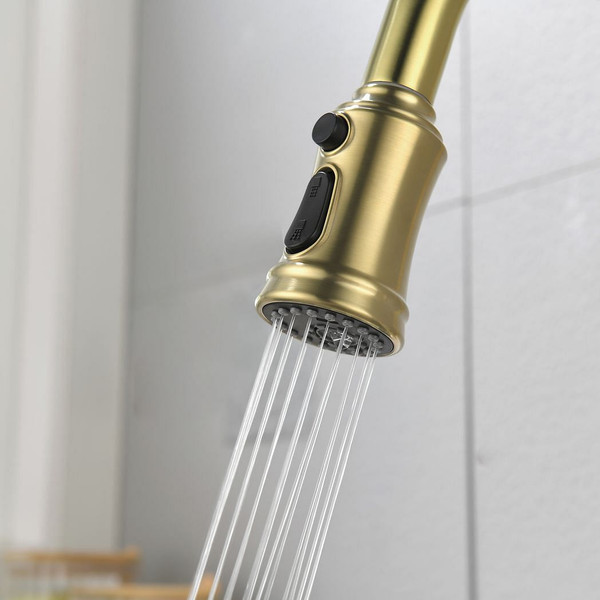 Single Handle High Arc Pull Out Kitchen Faucet,Single Level Stainless Steel Kitchen Sink Faucets wi T575-S0671296302