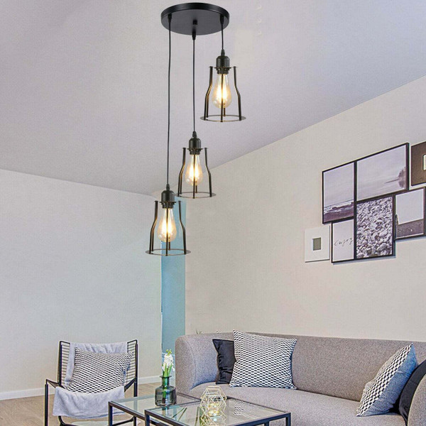 3-Lights Cage Pendant Light Hanging Lamp Ceiling Light Fixture~1381 T575-S0671387338