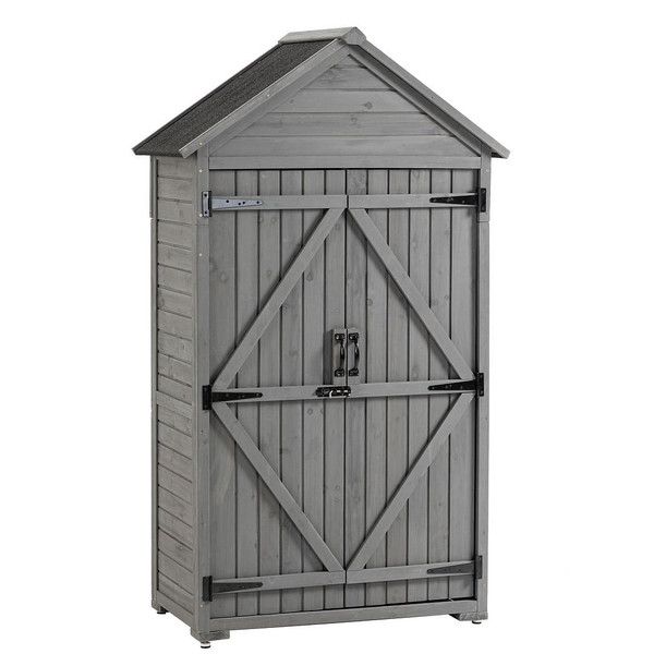 39.56"L x 22.04"W x 68.89"H Outdoor Storage Cabinet Garden Wood Tool Shed Outside Wooden Closet wit T575-V0671301054