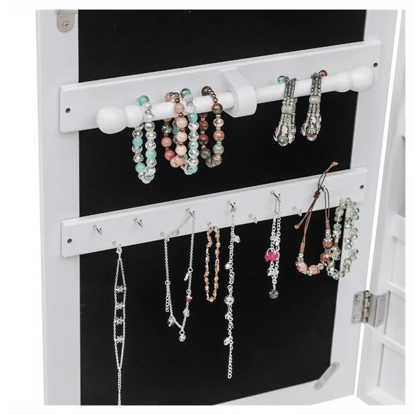 Non Full Mirror Wooden Wall Mounted 4-Layer Shelf 6 Drawers 8 Blue LED Light Jewelry Storage Mirror T575-S0671269030