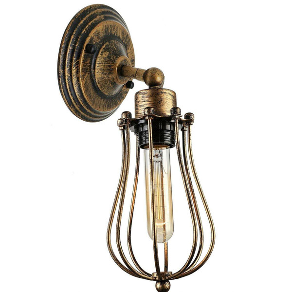 Industrial Vintage Wall Light with Adjustable Joint Wire Metal Cage Wall Sconce Fixture~1609 T575-S0671386551