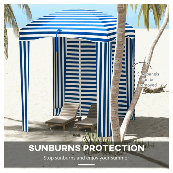 Outdoor Umbrella-Blue White T575-S0671401919