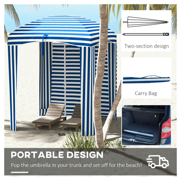 Outdoor Umbrella-Blue White T575-S0671401919