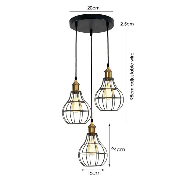 Vintage Industrial Wire Cage Style Retro Ceiling Pendant Light 3 Head Ceiling Lamp~1451 T575-S0671387319