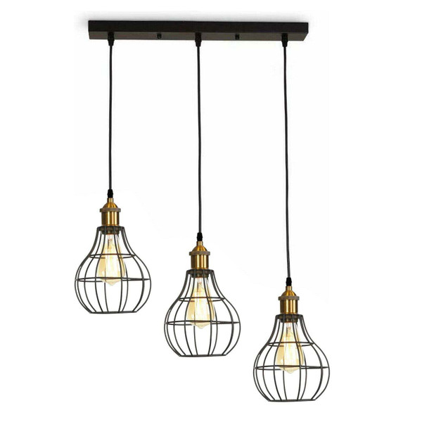 Vintage Industrial Wire Cage Style Retro Ceiling Pendant Light 3 Head Ceiling Lamp~1451 T575-S0671387319