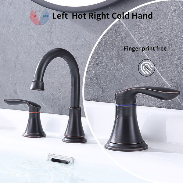 2-Handle 8 inch Widespread Bathroom Sink Faucet ?Oil-Rubbed Bronze Lavatory Faucet 3 Hole 360?° Swi T575-S0671292077