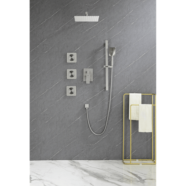 Shower System with Shower Head, Hand Shower, Slide Bar, Bodysprays, Shower Arm, Hose, Valve Trim, a T575-S0671387389