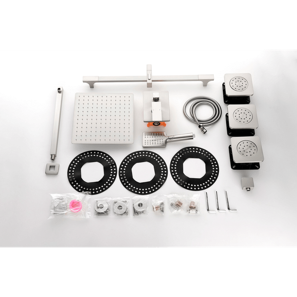 Shower System with Shower Head, Hand Shower, Slide Bar, Bodysprays, Shower Arm, Hose, Valve Trim, a T575-S0671387389