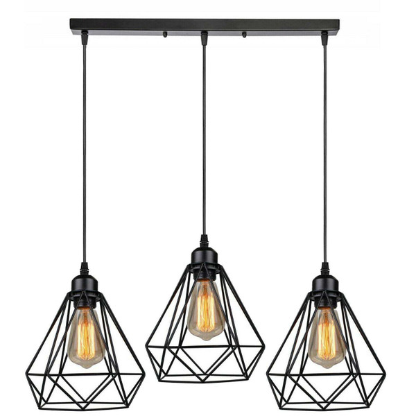 3-Lights Geometric Cage Pendant Lamp Ceiling Light Fixture E26~1179 T575-V0671387768