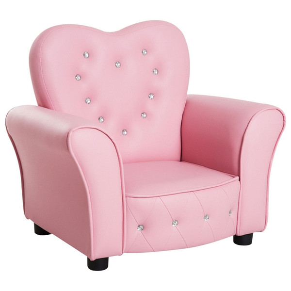 Qaba Kids Sofa Toddler Tufted Upholstered Sofa Chair Princess Couch with Diamond Decoration -AS T575-S0671266386