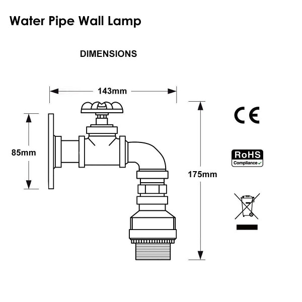 Rustic Red Wall Lights Industrial Metal Water Pipe Wall Lamp~1583 T575-S0671386933