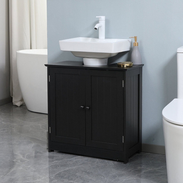 Bathroom Cabinet with 2 Doors and Shelf Bathroom Vanity black-AS T575-S0671266720