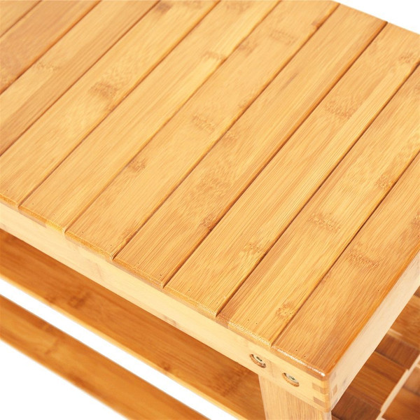 90cm Strip Pattern 3 Tiers Bamboo Stool Shoe Rack Wood Color T575-S0671281673