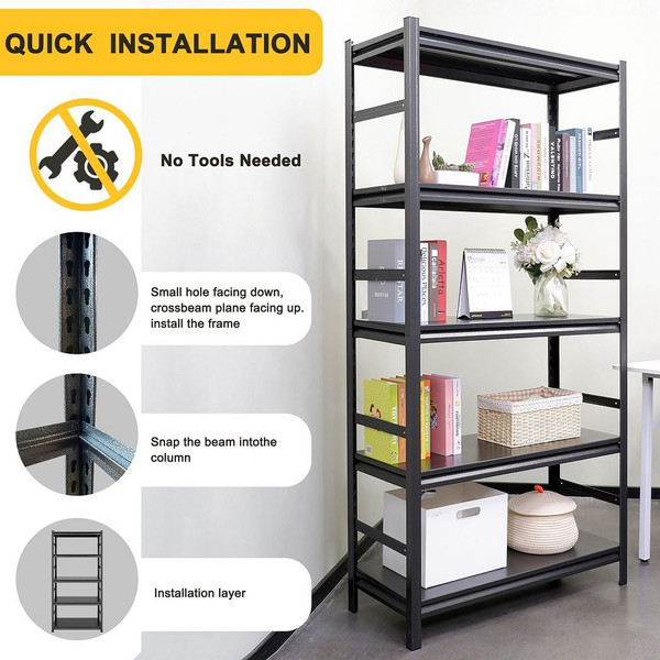 H72 * W35.4 * D15.7 Storage Shelves 5 Tier Heavy Duty Metal Shelving Unit Adjustable Shelving Units T575-S0671280695