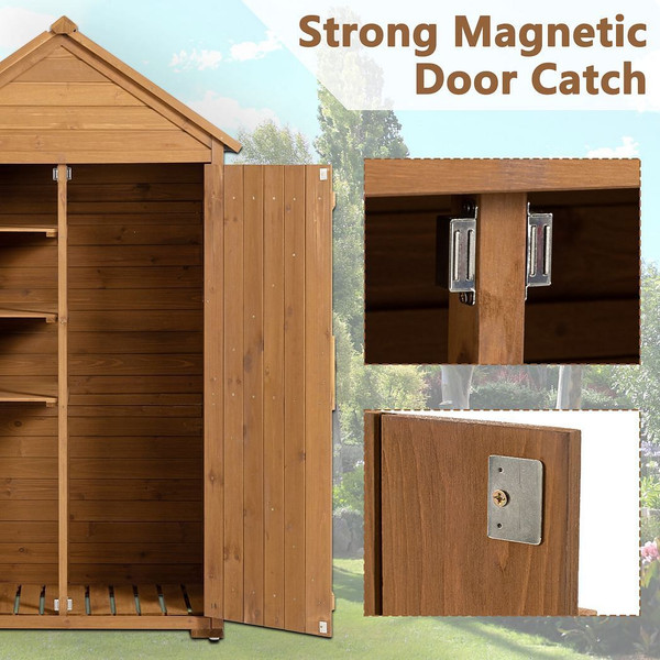 39.56"L x 22.04"W x 68.89"H Outdoor Storage Cabinet Garden Wood Tool Shed Outside Wooden Closet wit T575-V0671301055