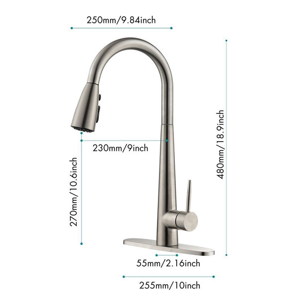 Kitchen Faucet with Pull Down Sprayer Brushed Nickel, High Arc Single Handle Kitchen Sink Faucet wi T575-S0671287827