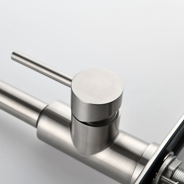 Single Handle High Arc Pull Out Kitchen Faucet,Single Level Stainless Steel Kitchen Sink Faucets wi T575-S0671272125