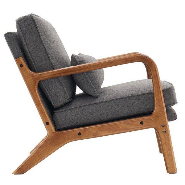 Oak Armrest Oak Upholstered Single Lounge Chair Indoor Lounge Chair Dark Grey T575-S0671275518