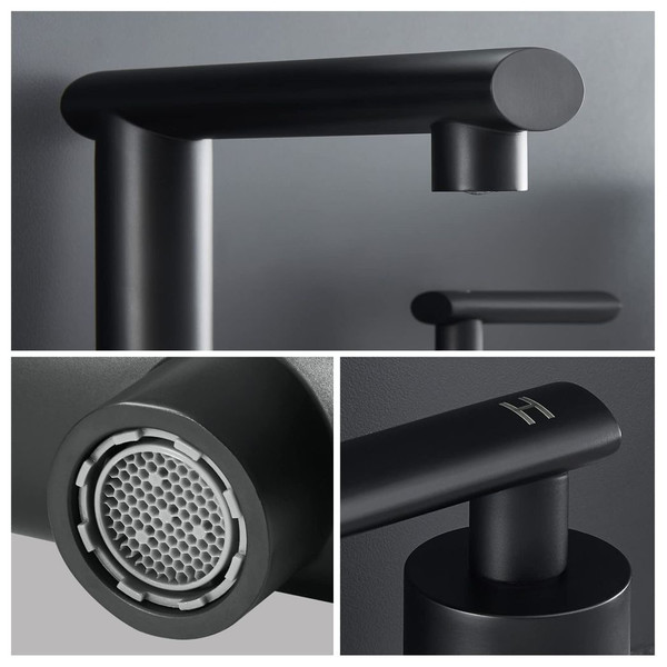 Matte Black Widespread Bathroom Faucet, Waterfall Bathroom Faucets for Sink 3 Hole, 2-Handles Moder T575-S0671365216