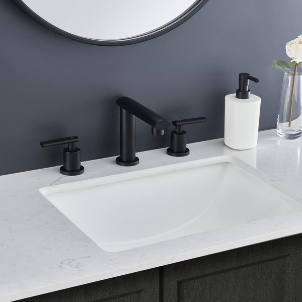 Matte Black Widespread Bathroom Faucet, Waterfall Bathroom Faucets for Sink 3 Hole, 2-Handles Moder T575-S0671365216
