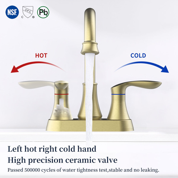 Bathroom Faucet Brushed Gold with Pop-up Drain & Supply Hoses 2-Handle 360 Degree High Arc Swivel S T575-S0671298631