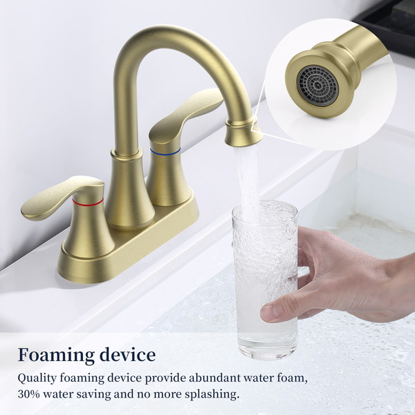 Bathroom Faucet Brushed Gold with Pop-up Drain & Supply Hoses 2-Handle 360 Degree High Arc Swivel S T575-S0671298631