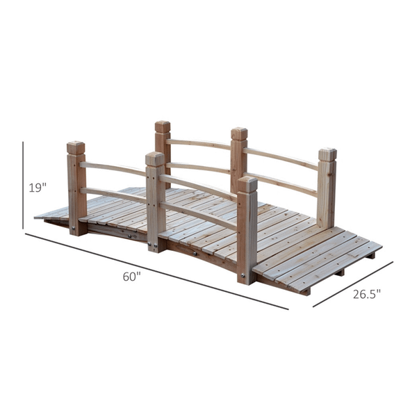 5 ft Wooden Garden Bridge Arc Footbridge T575-S0671281623