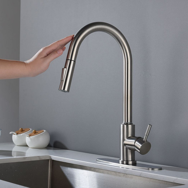 Touch Kitchen Faucet with Pull Down Sprayer-Brushed Nickel T575-S0671295409