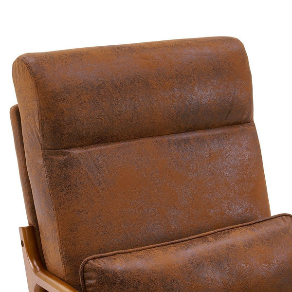 High Back Solid Wood Armrest Backrest Iron Frame Bronzing Cloth Indoor Leisure Chair Orange T575-S0671293083