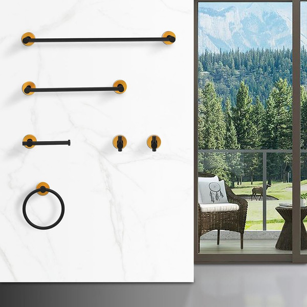Bathroom Hardware Set, Thicken Space Aluminum 6 PCS Towel bar Set- Black Gold 24 Inches Wall Mounted T575-S0671275068