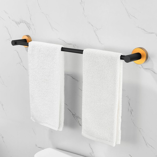 Bathroom Hardware Set, Thicken Space Aluminum 6 PCS Towel bar Set- Black Gold 24 Inches Wall Mounted T575-S0671275068